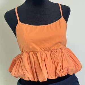 Anthropologie Orange Peplum Camisole Tank Top Size Small